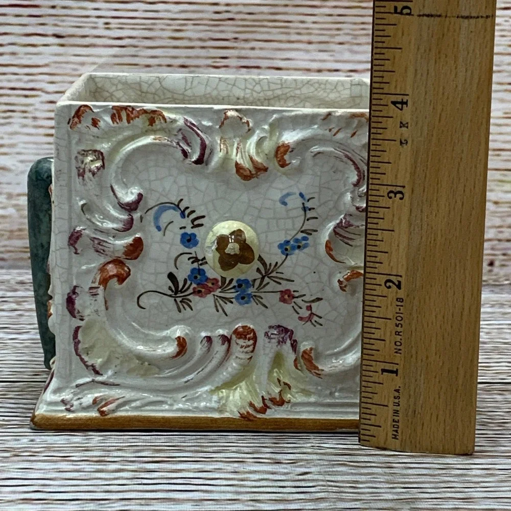 Vintage Floral Ceramic Planter Made in Italy Home Decor Floral Flower Holder‎